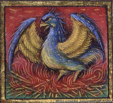 Phoenix, enluminure du livre des propriétés des choses, XVem siècle